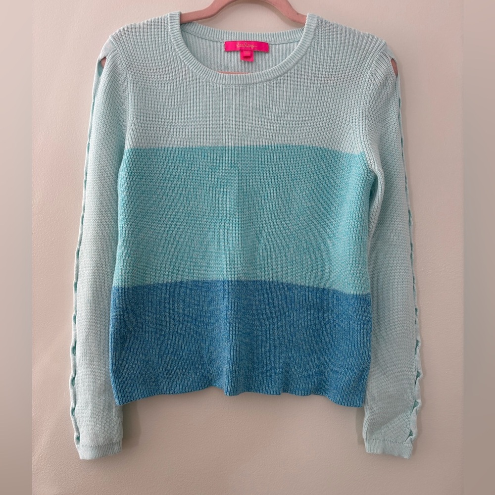 Lilly Pulitzer Cortina Ombre Color Block Sweater Medium Sleeve 100% Cotton